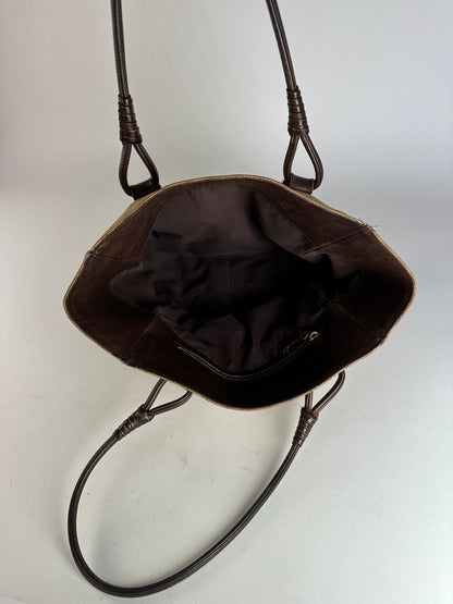 Vintage Bottega Veneta Butterfly Monogram Tote Bag Camel Brown