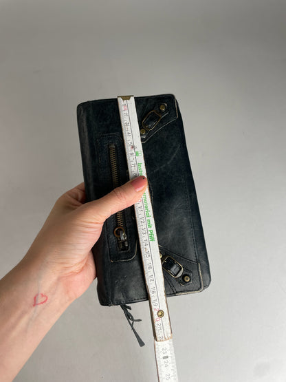 Vintage Balenciaga City Bag Design Leather Wallet Black