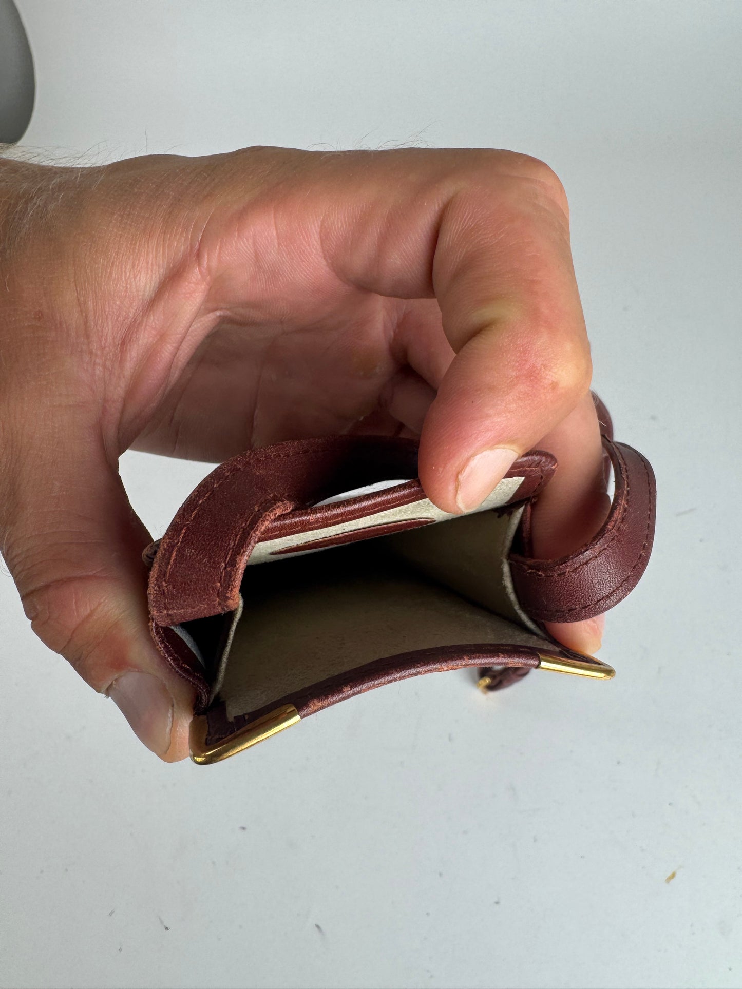 Vintage Cartier Mini Leather shoulder bag burgundy