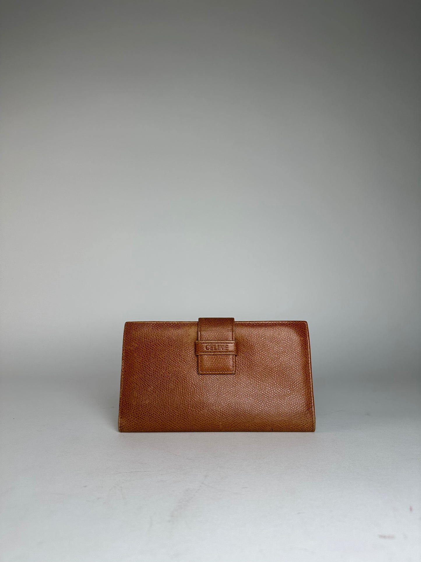 Vintage Celine Paris Snake Emblossed Long Leather wallet Brown