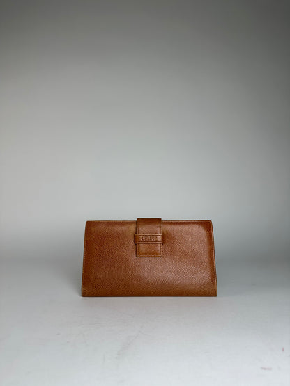 Vintage Celine Paris Snake Emblossed Long Leather wallet Brown