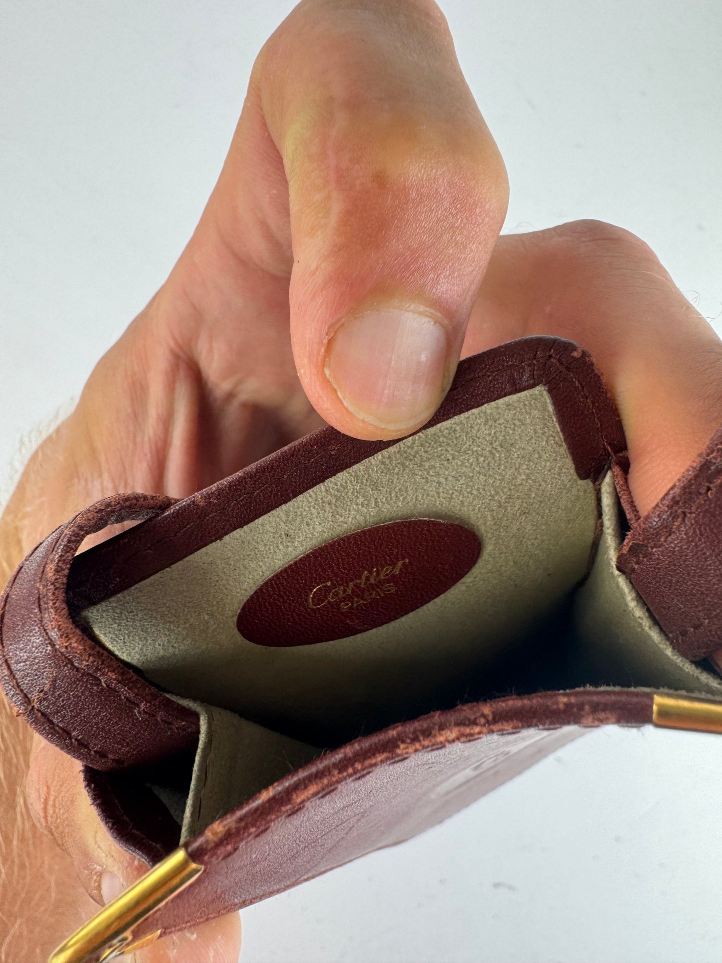 Vintage Cartier Mini Leather shoulder bag burgundy