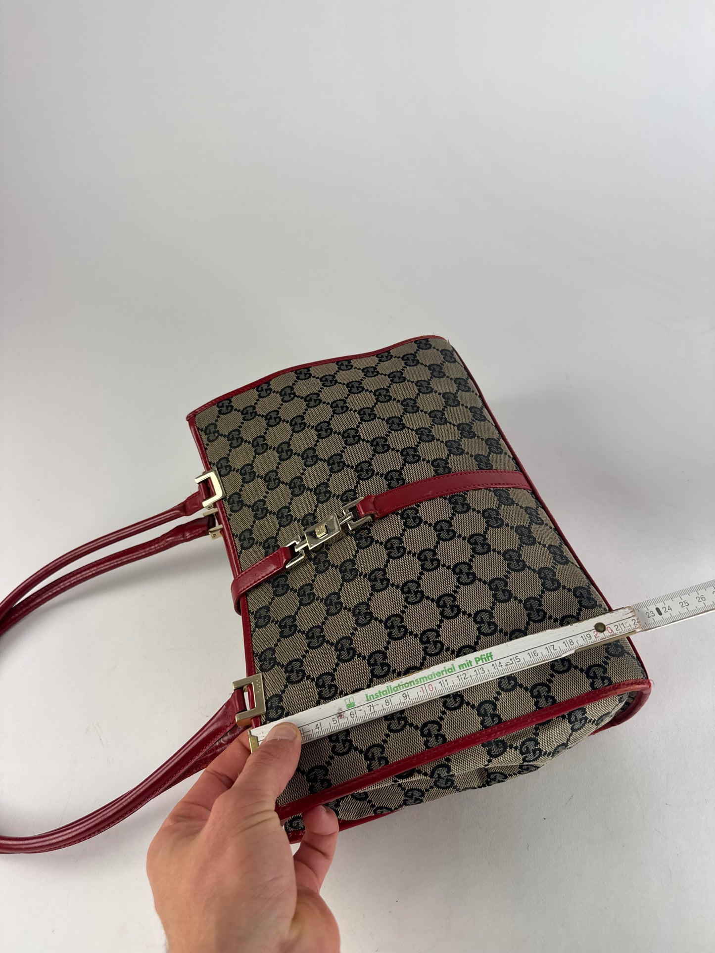 Vintage Gucci Vintage Jackie Monogram Handbag Brown Black Red