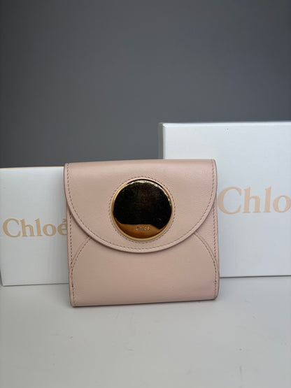 Vintage Chloe Leather Wallet Blush Pink Gold Snap