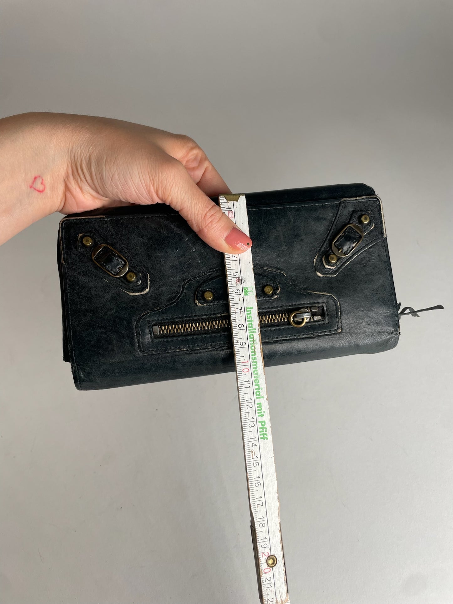 Vintage Balenciaga City Bag Design Leather Wallet Black