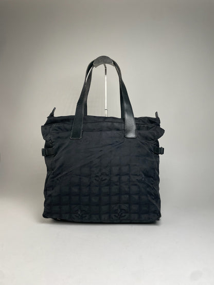 Vintage Chanel Monogram New Travel Line Handbag Black