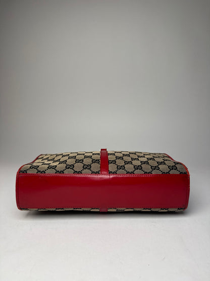 Vintage Gucci Vintage Jackie Monogram Handbag Brown Black Red