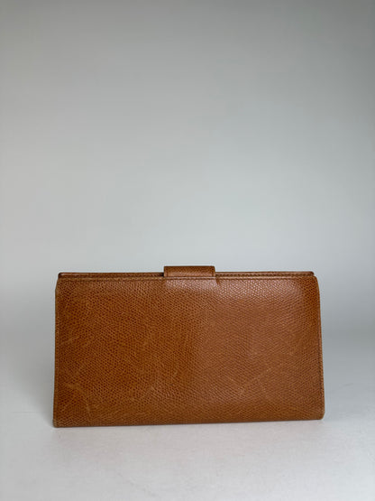 Vintage Celine Paris Snake Emblossed Long Leather wallet Brown