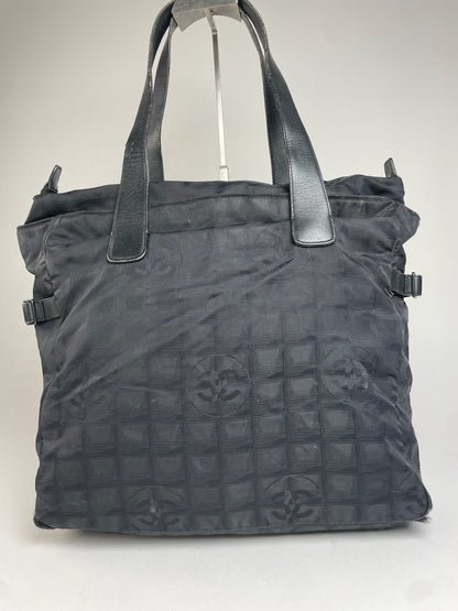 Vintage Chanel Monogram New Travel Line Handbag Black
