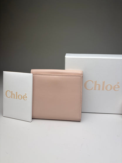 Vintage Chloe Leather Wallet Blush Pink Gold Snap
