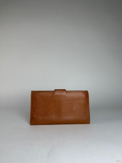 Vintage Celine Paris Snake Emblossed Long Leather wallet Brown