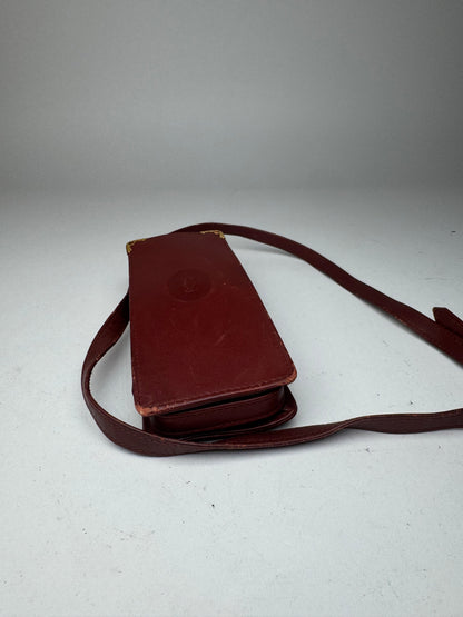 Vintage Cartier Mini Leather shoulder bag burgundy