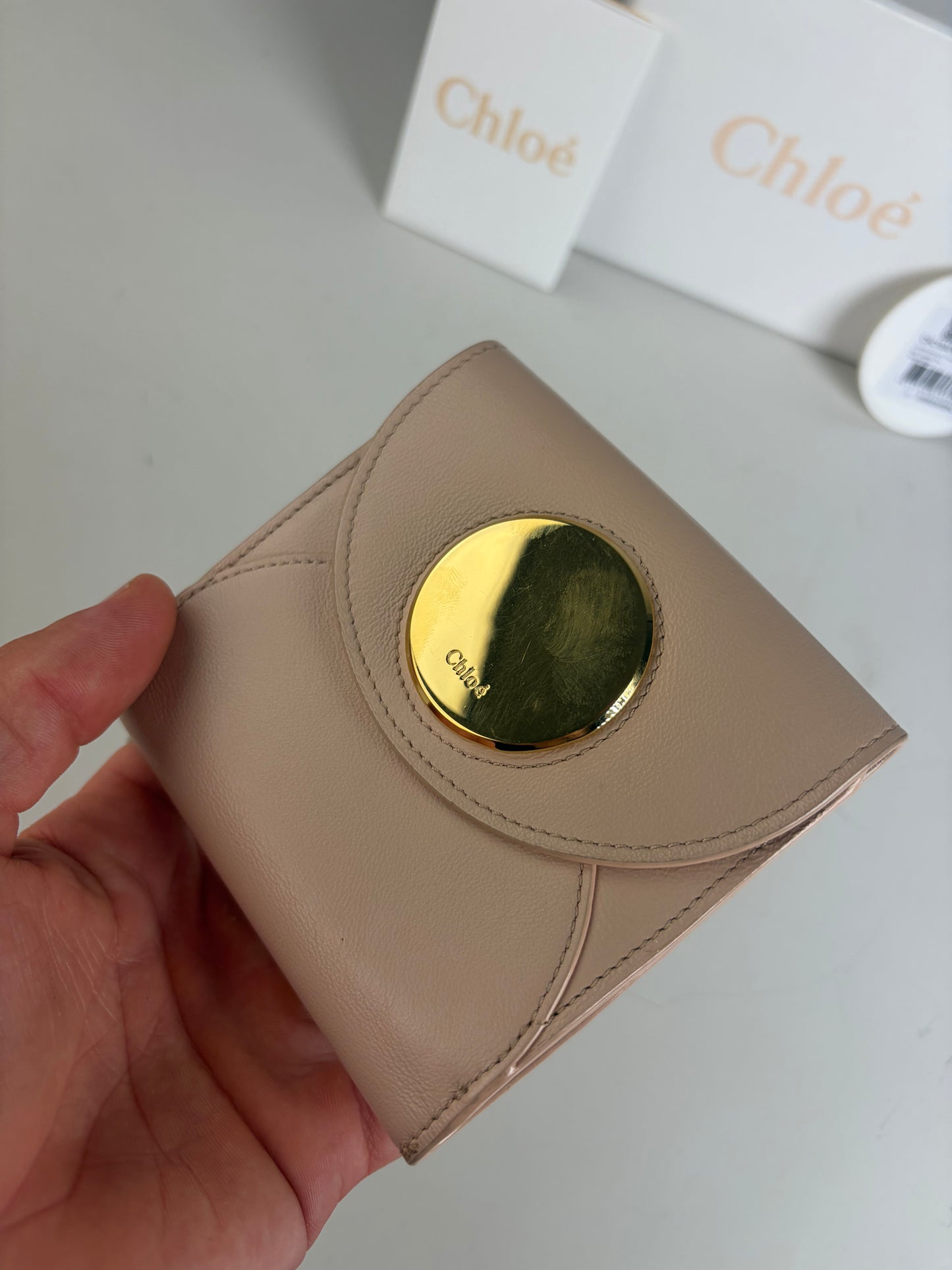 Vintage Chloe Leather Wallet Blush Pink Gold Snap