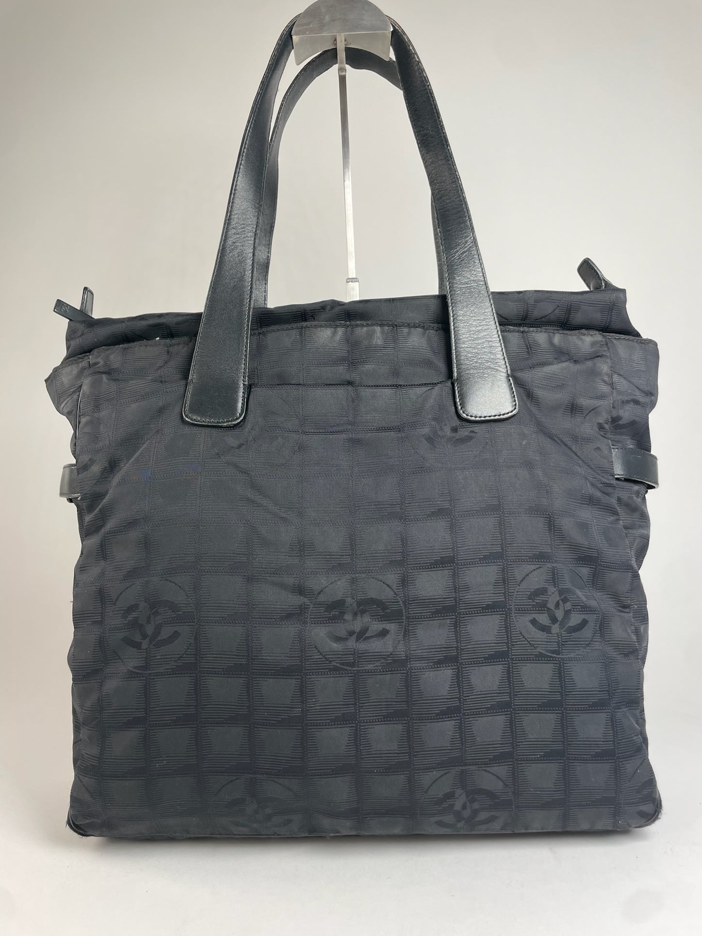 Vintage Chanel Monogram New Travel Line Handbag Black