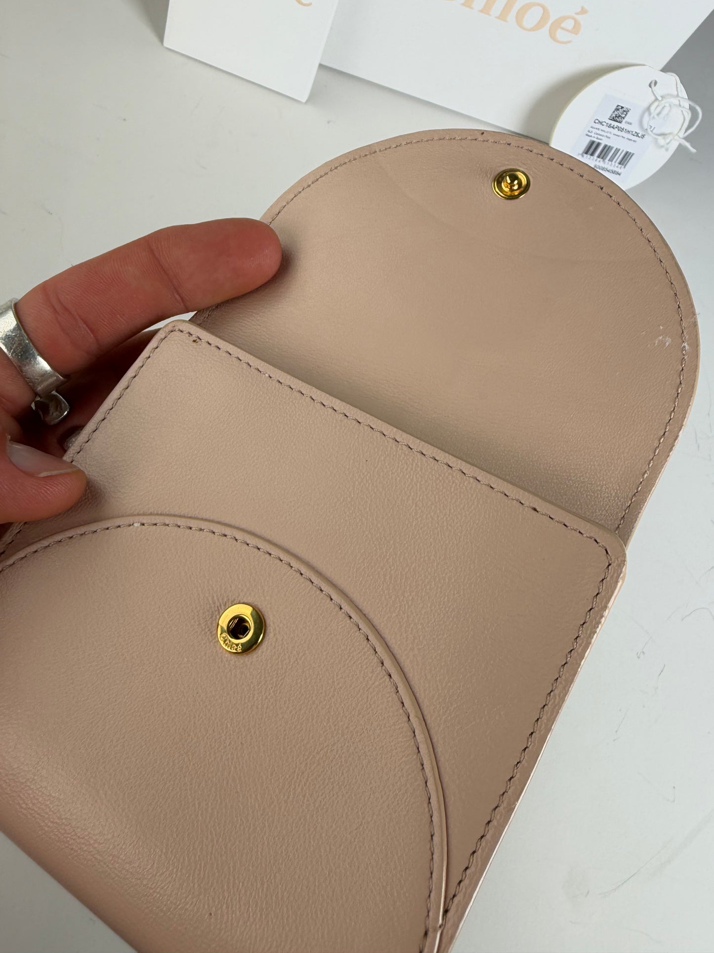 Vintage Chloe Leather Wallet Blush Pink Gold Snap