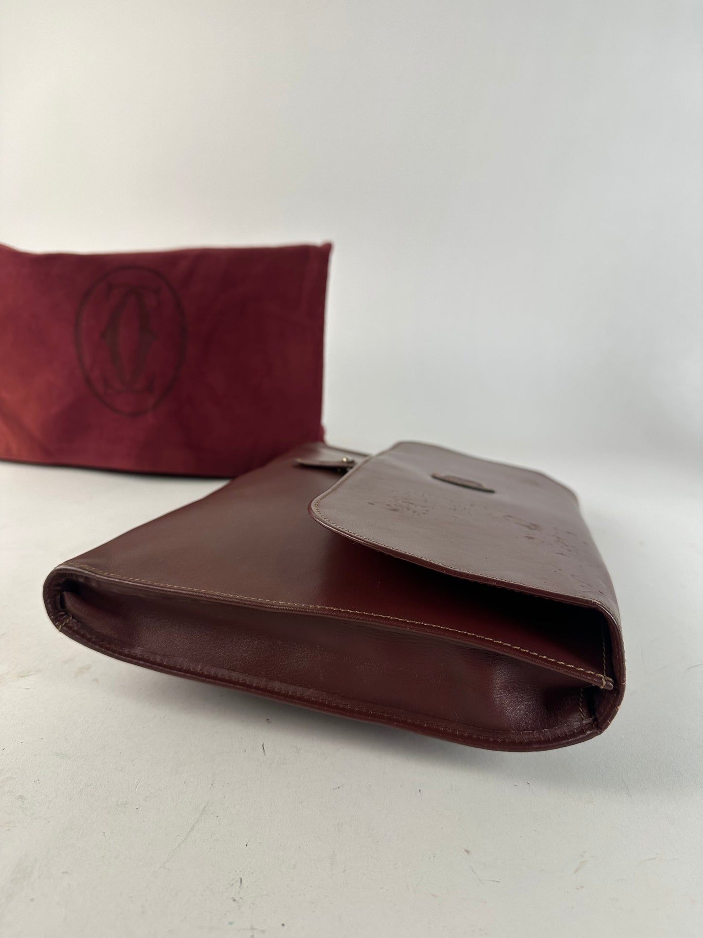 Vintage Cartier Burgundy Leather Clutch