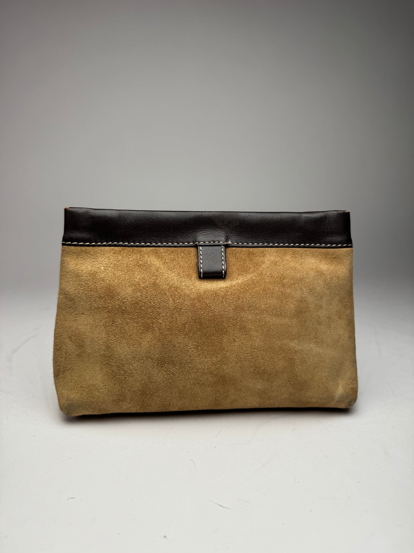 Vintage Loewe Madrid Leather Suede Anagram Clutch Brown