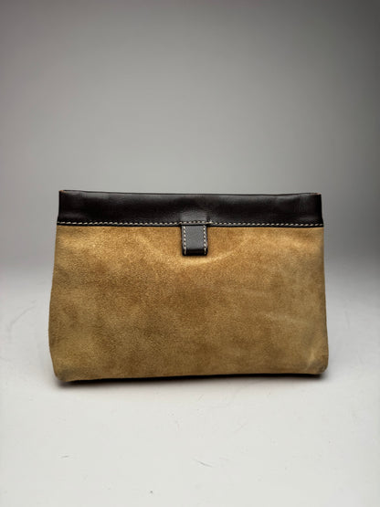 Vintage Loewe Madrid Leather Suede Anagram Clutch Brown