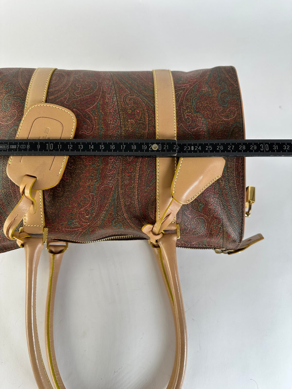 Vintage Etro Paisley Coated Canvas Structured Handbag Late 1990s Burgundy