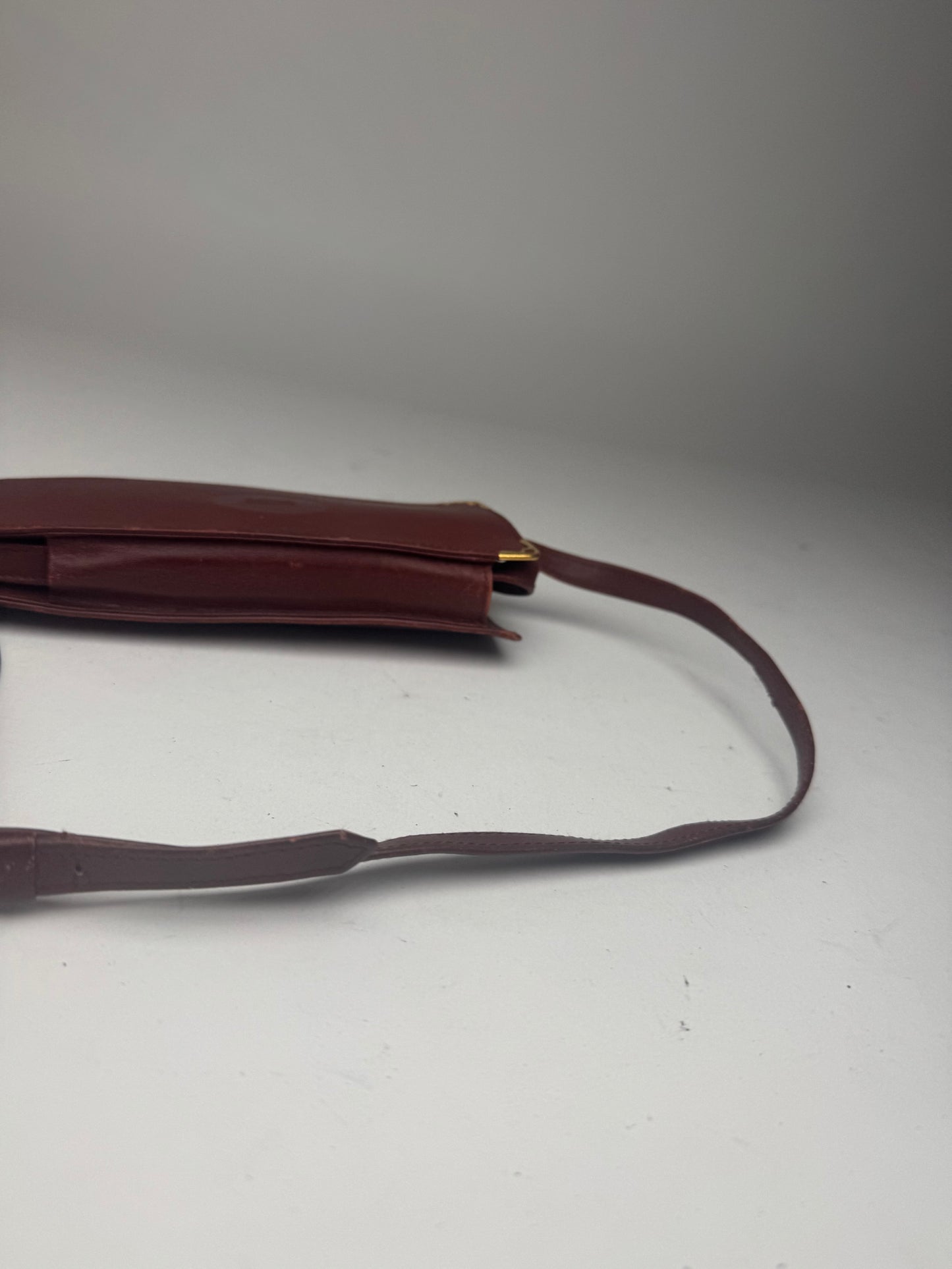 Vintage Cartier Mini Leather shoulder bag burgundy