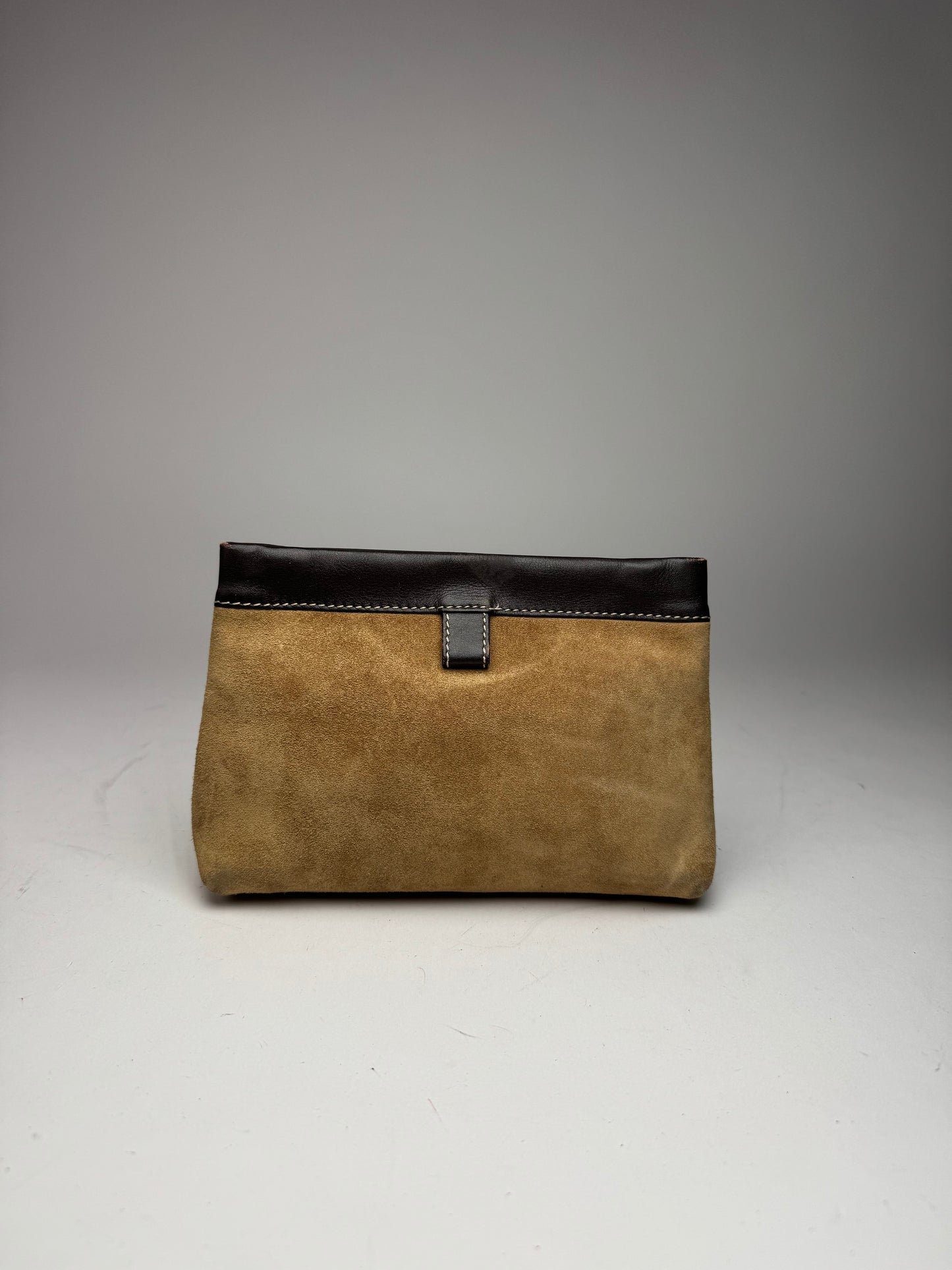 Vintage Loewe Madrid Leather Suede Anagram Clutch Brown