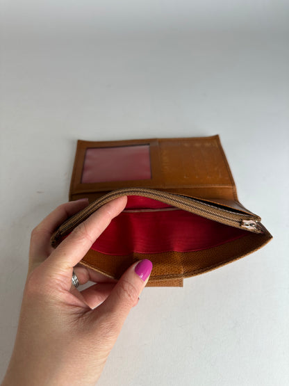 Vintage Celine Paris Snake Emblossed Long Leather wallet Brown