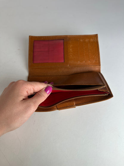 Vintage Celine Paris Snake Emblossed Long Leather wallet Brown