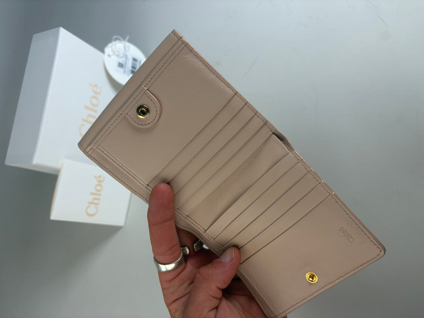 Vintage Chloe Leather Wallet Blush Pink Gold Snap