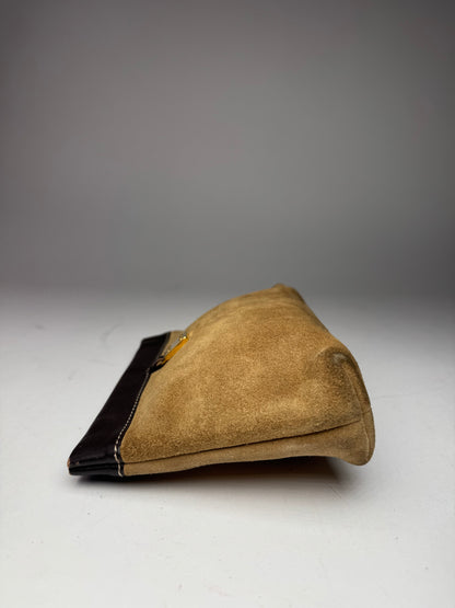 Vintage Loewe Madrid Leather Suede Anagram Clutch Brown