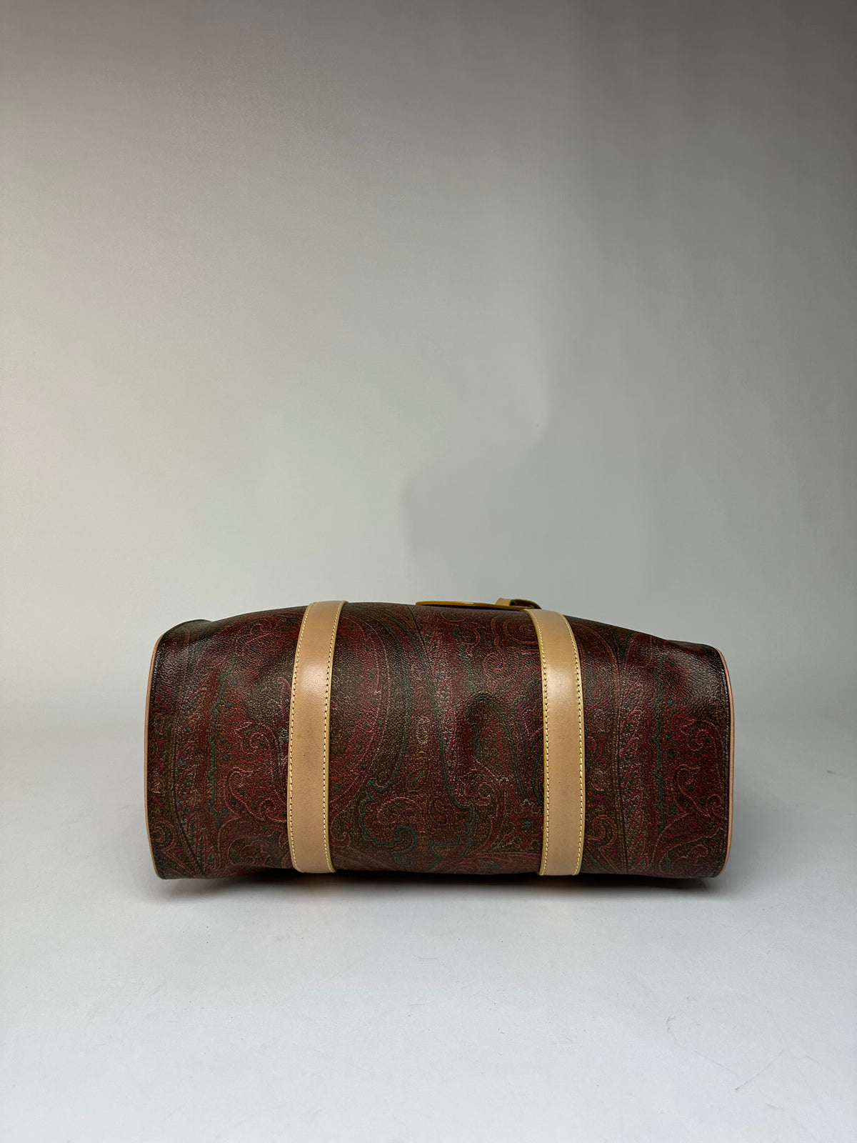 Vintage Etro Paisley Coated Canvas Structured Handbag Late 1990s Burgundy