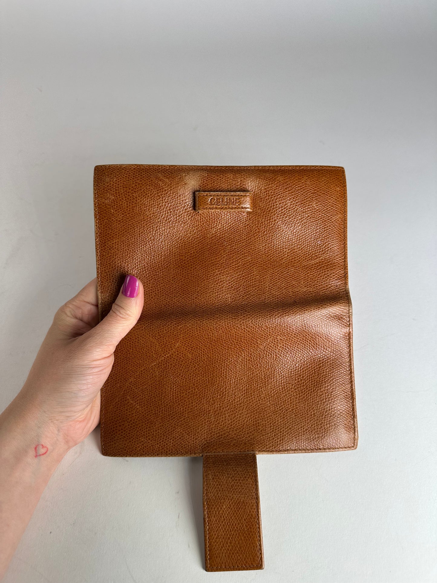 Vintage Celine Paris Snake Emblossed Long Leather wallet Brown