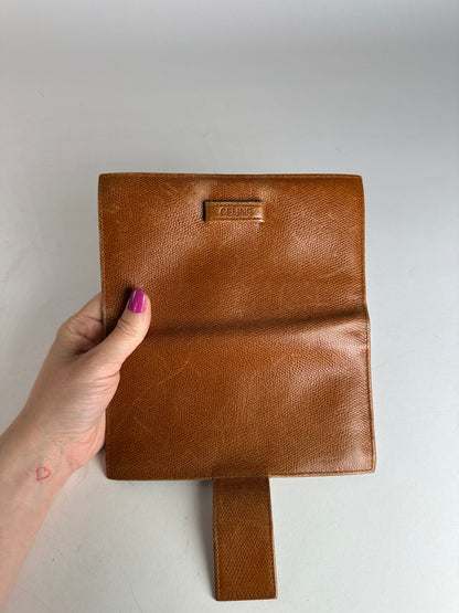 Vintage Celine Paris Snake Emblossed Long Leather wallet Brown