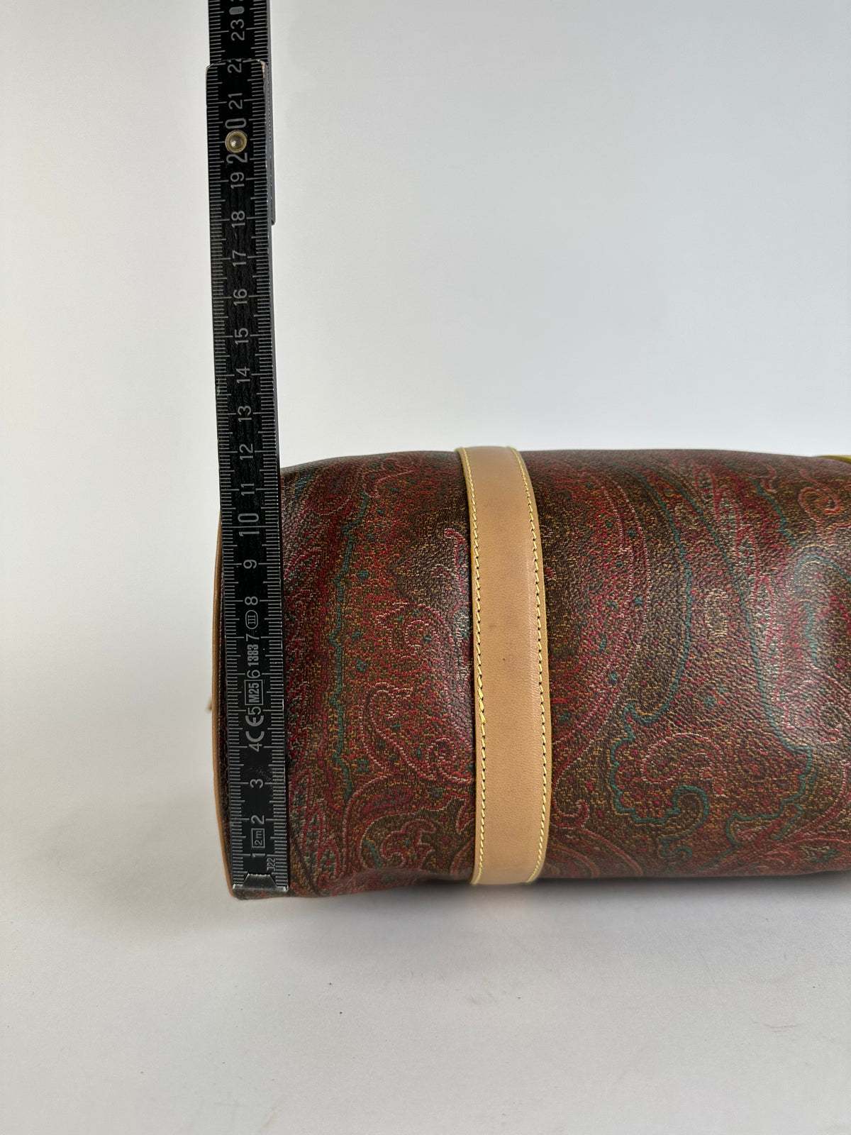 Vintage Etro Paisley Coated Canvas Structured Handbag Late 1990s Burgundy