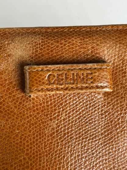 Vintage Celine Paris Snake Emblossed Long Leather wallet Brown
