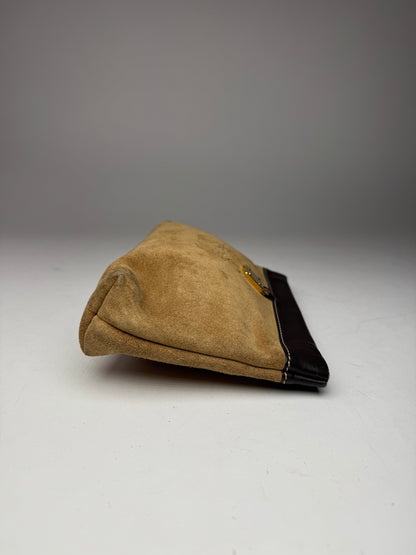 Vintage Loewe Madrid Leather Suede Anagram Clutch Brown