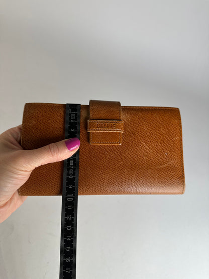 Vintage Celine Paris Snake Emblossed Long Leather wallet Brown