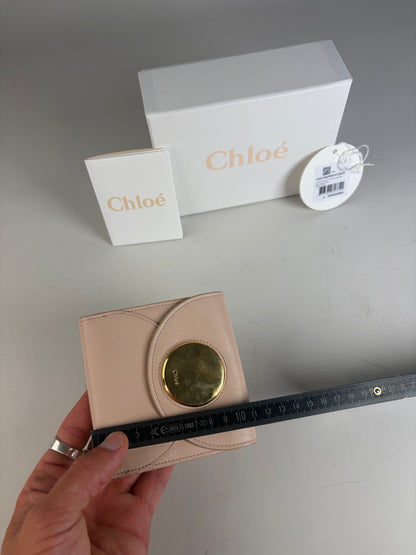 Vintage Chloe Leather Wallet Blush Pink Gold Snap