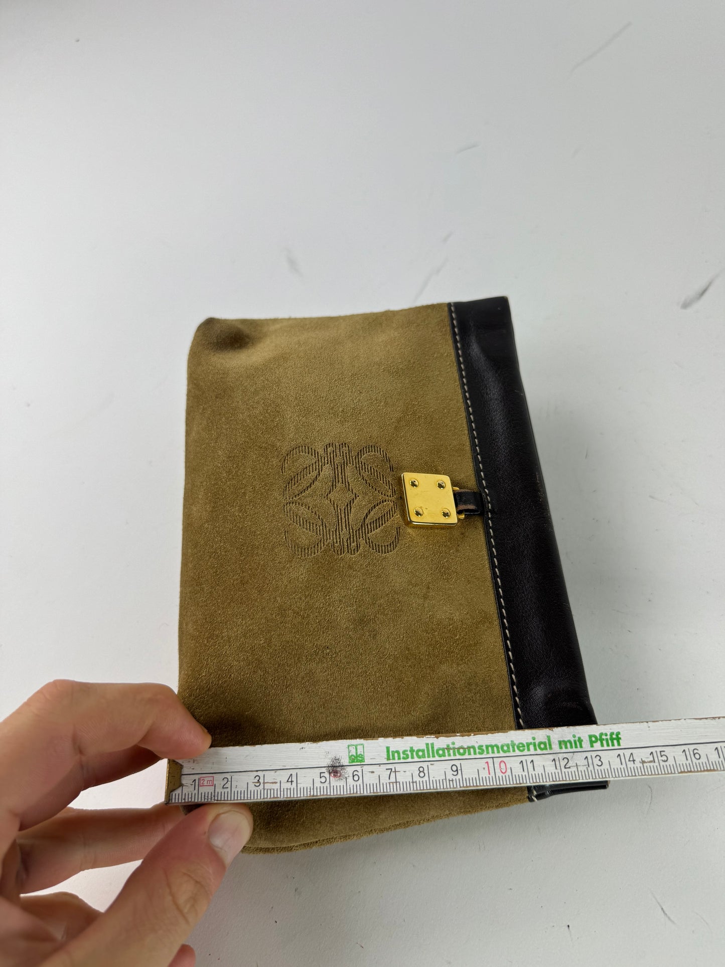 Vintage Loewe Madrid Leather Suede Anagram Clutch Brown