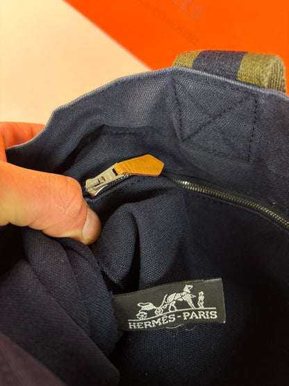Vintage Hermès Canvas Tote Navy Olive Green