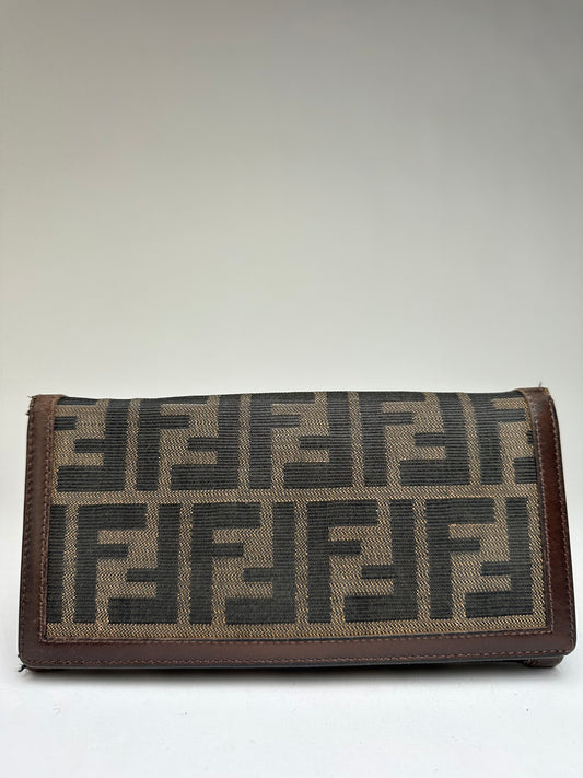 Vintage Fendi Zucca Bifold Wallet Late 1990s Brown
