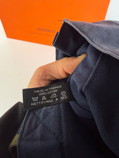 Vintage Hermès Canvas Tote Navy Olive Green