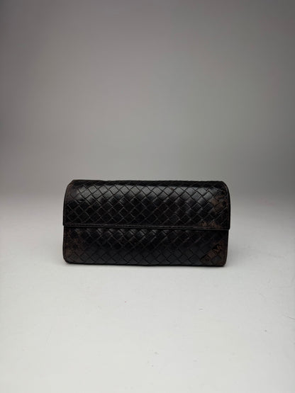 Vintage Bottega Veneta Intrecciato Leather Wallet Brown