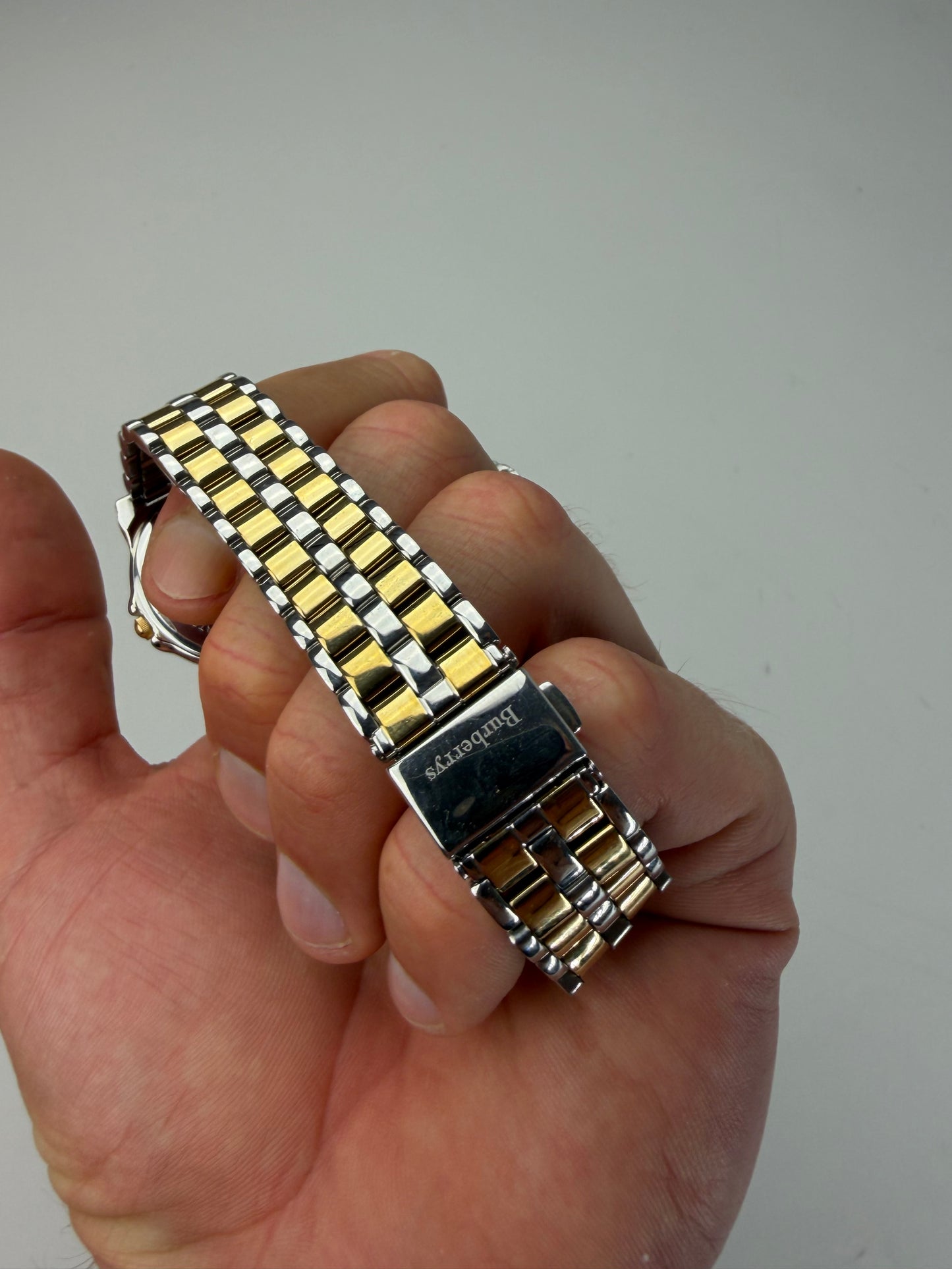 Vintage Burberry Stainless Steel Bracelet Watch Silver Gold