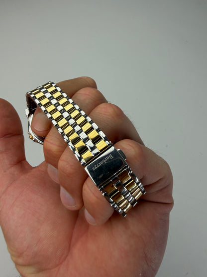 Vintage Burberry Stainless Steel Bracelet Watch Silver Gold