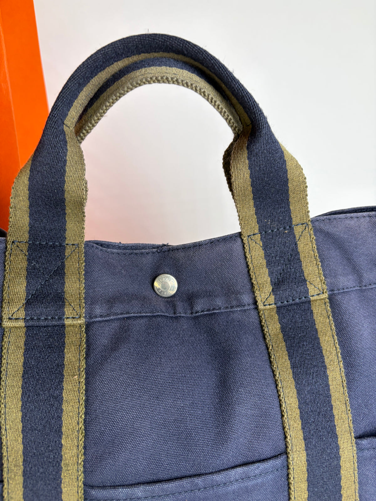 Vintage Hermès Canvas Tote Navy Olive Green