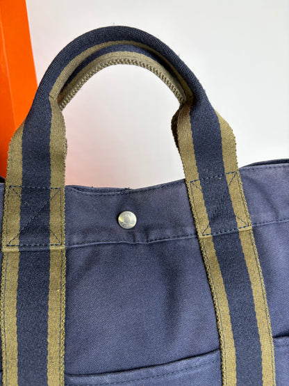 Vintage Hermès Canvas Tote Navy Olive Green
