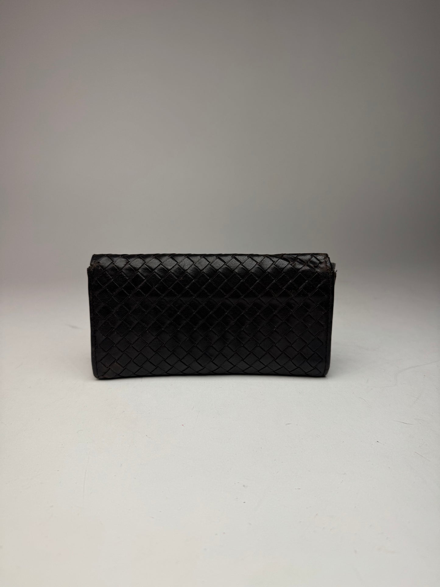 Vintage Bottega Veneta Intrecciato Leather Wallet Brown