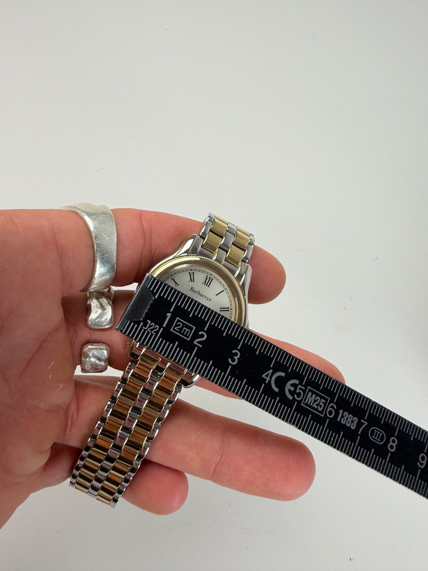 Vintage Burberry Stainless Steel Bracelet Watch Silver Gold