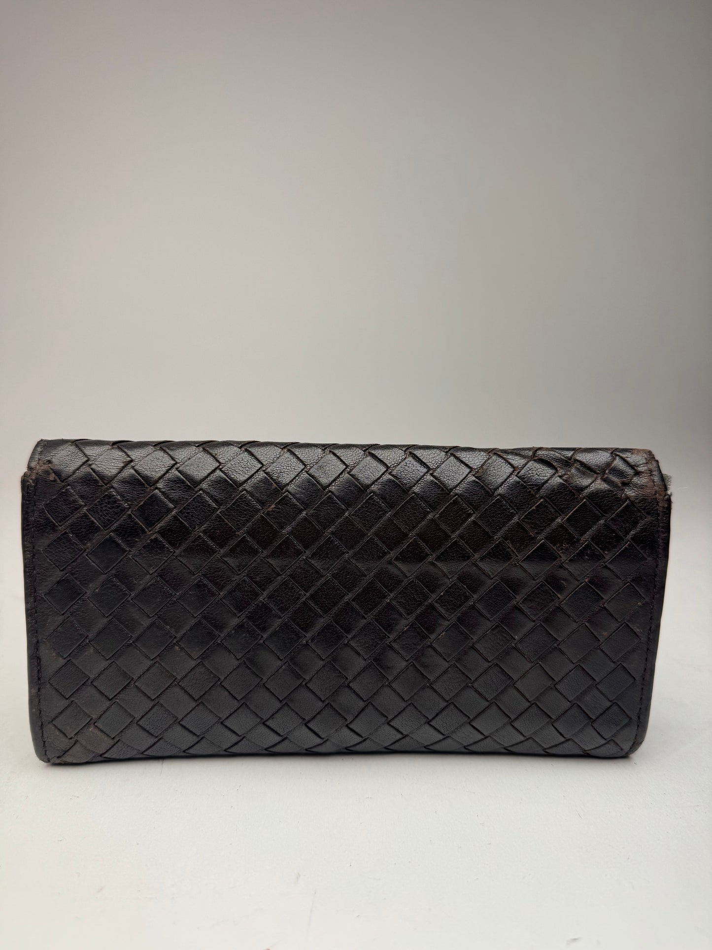 Vintage Bottega Veneta Intrecciato Leather Wallet Brown