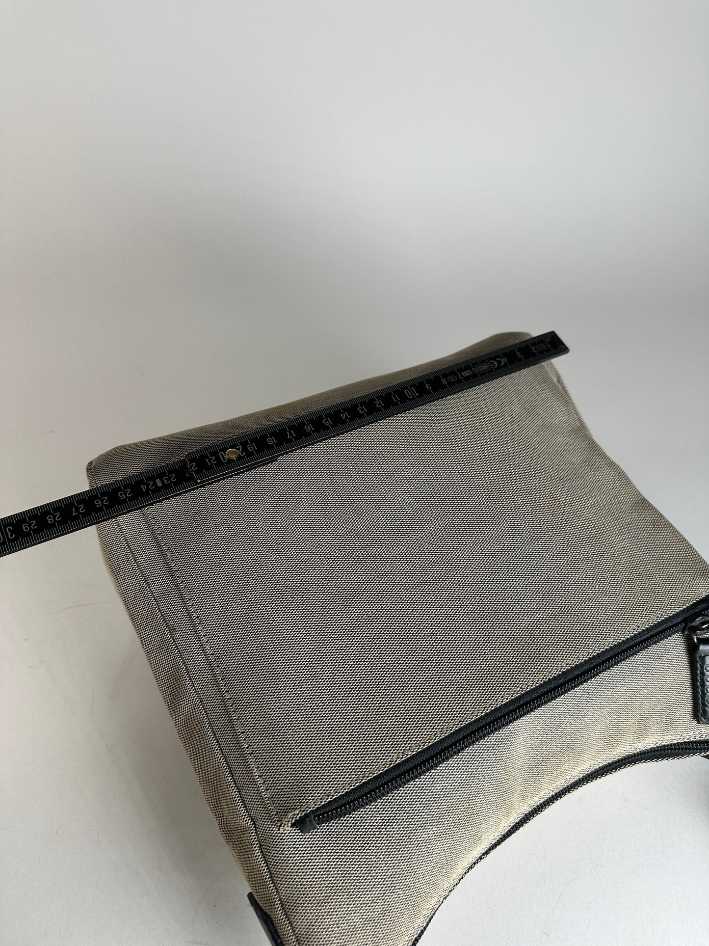 Vintage Gucci Bamboo Top Handle Canvas Handbag Grey Black